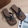Women's Square Toe Platform Flip Flops Thick Sole Non-slip Thong Sandals Casual Summer Beach Slides for Outdoor Indoor