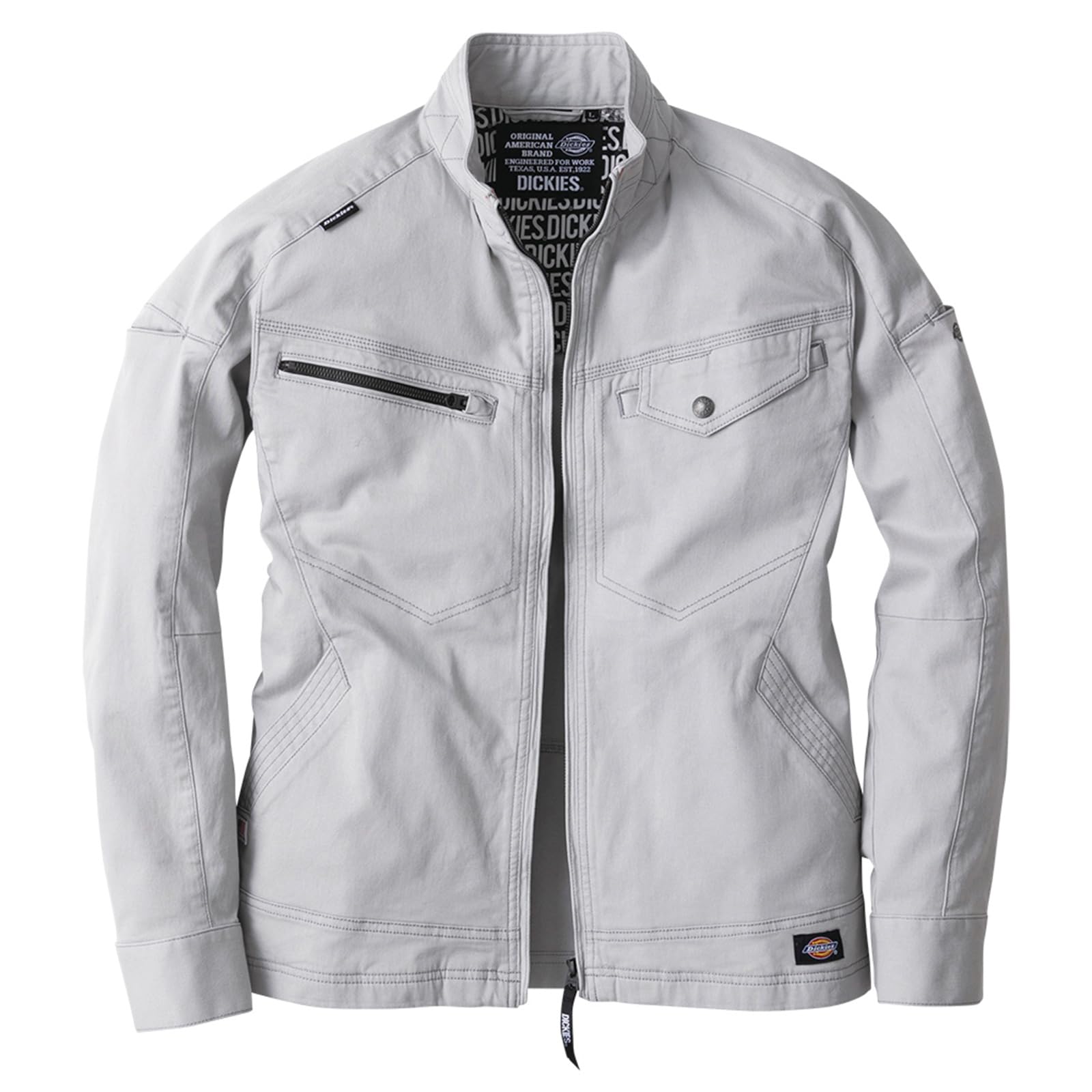 

Dickies Long Sleeve Jacket D-2880 Workwear Blouson Year-Round Stretch 2023 with CO-COS Pro Uni Sticker, Silver, Size 5L