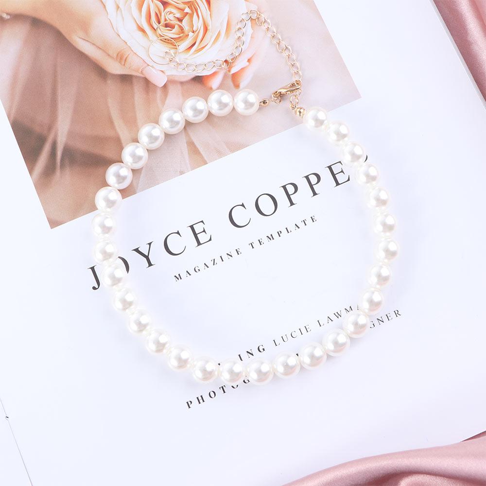 Elegant Round Chunky White Pearl Beaded Pearl Chokers Clavicle Chains Women Necklaces Korean Style