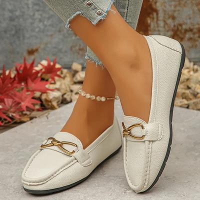 Damenschuhe 2024 Slip-on Damen Flats Casual Office Flats Damen Metalldekoration Runde Zehenpartie Weiche Sohle Übergrößen Schuhe Damen