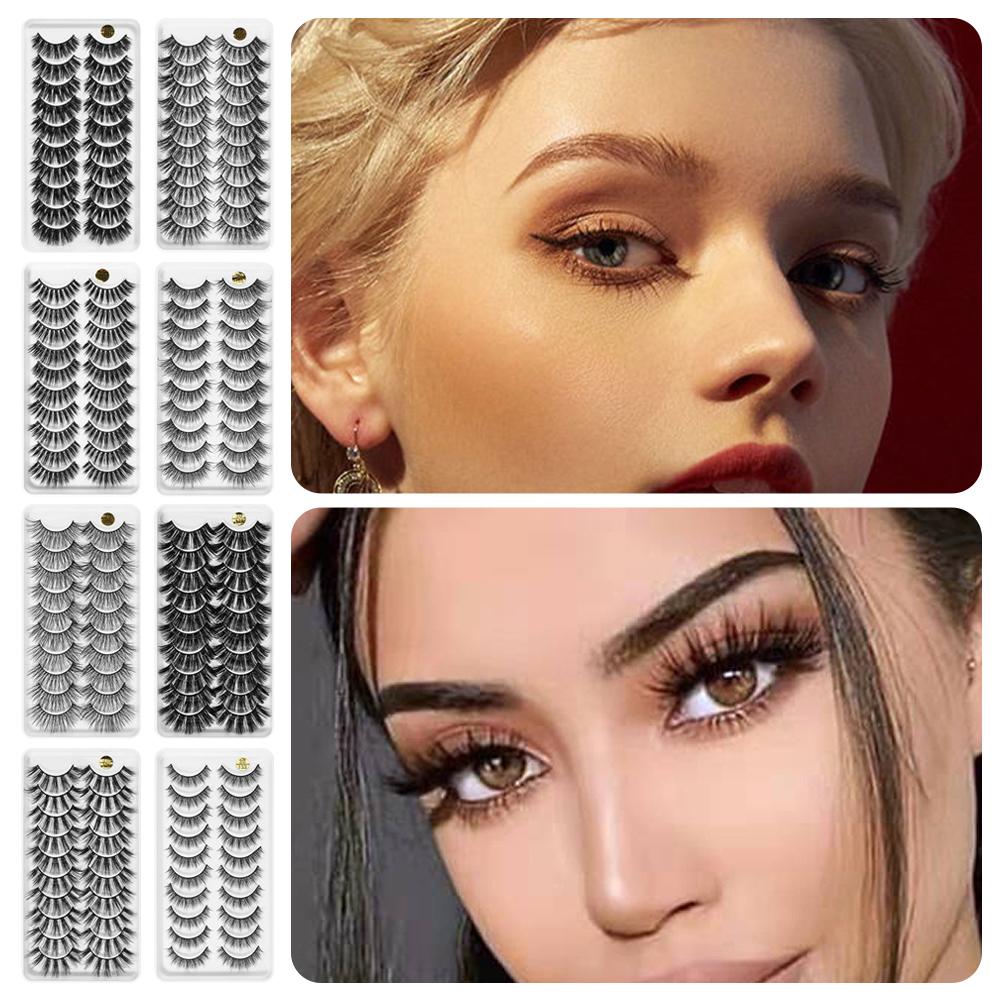 10 Pairs 3D Soft Mink Hair False Eyelashes Crisscross Thick Long Eye Lashes Women's Beauty