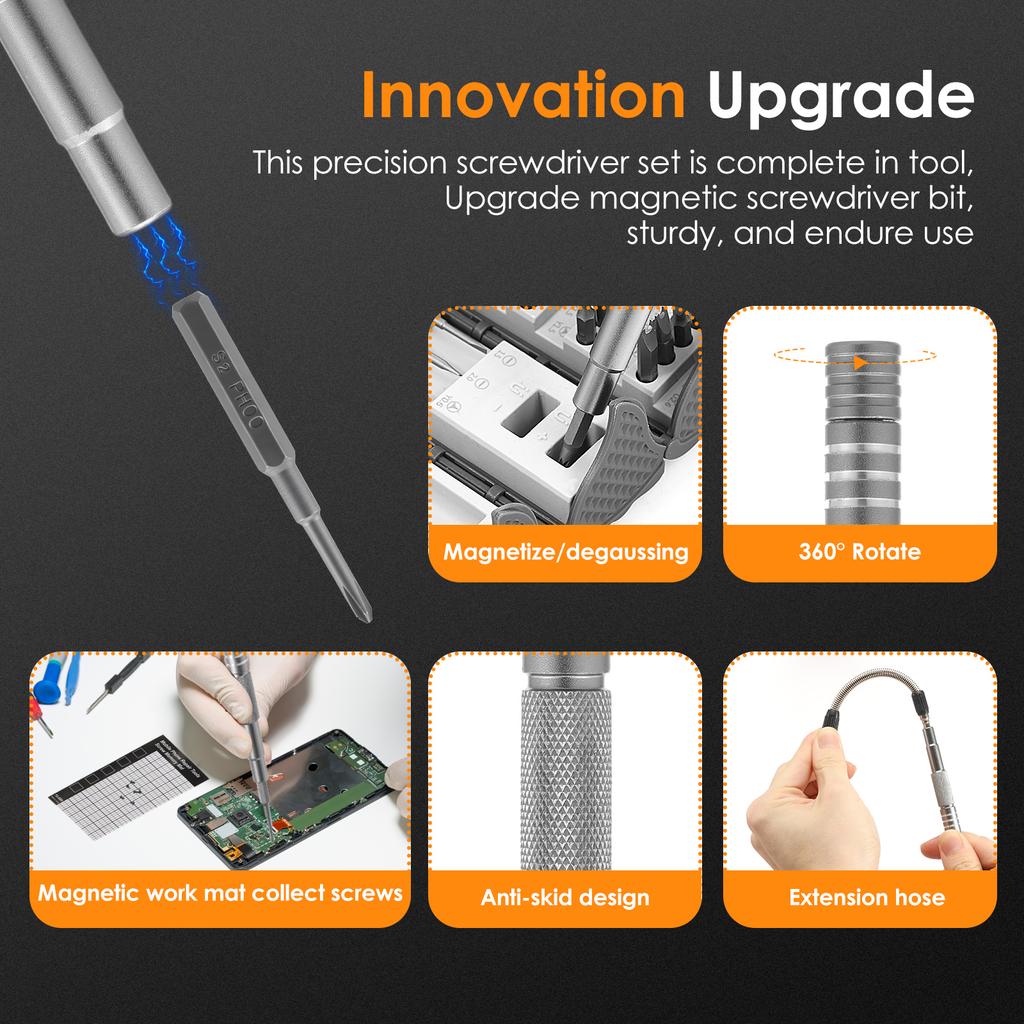 128 in 1 Precision Screwdriver Set with Magnetic Bits and Pad Heavy Duty Mini Screwdriver Set for Phone Computer Watch Laptop