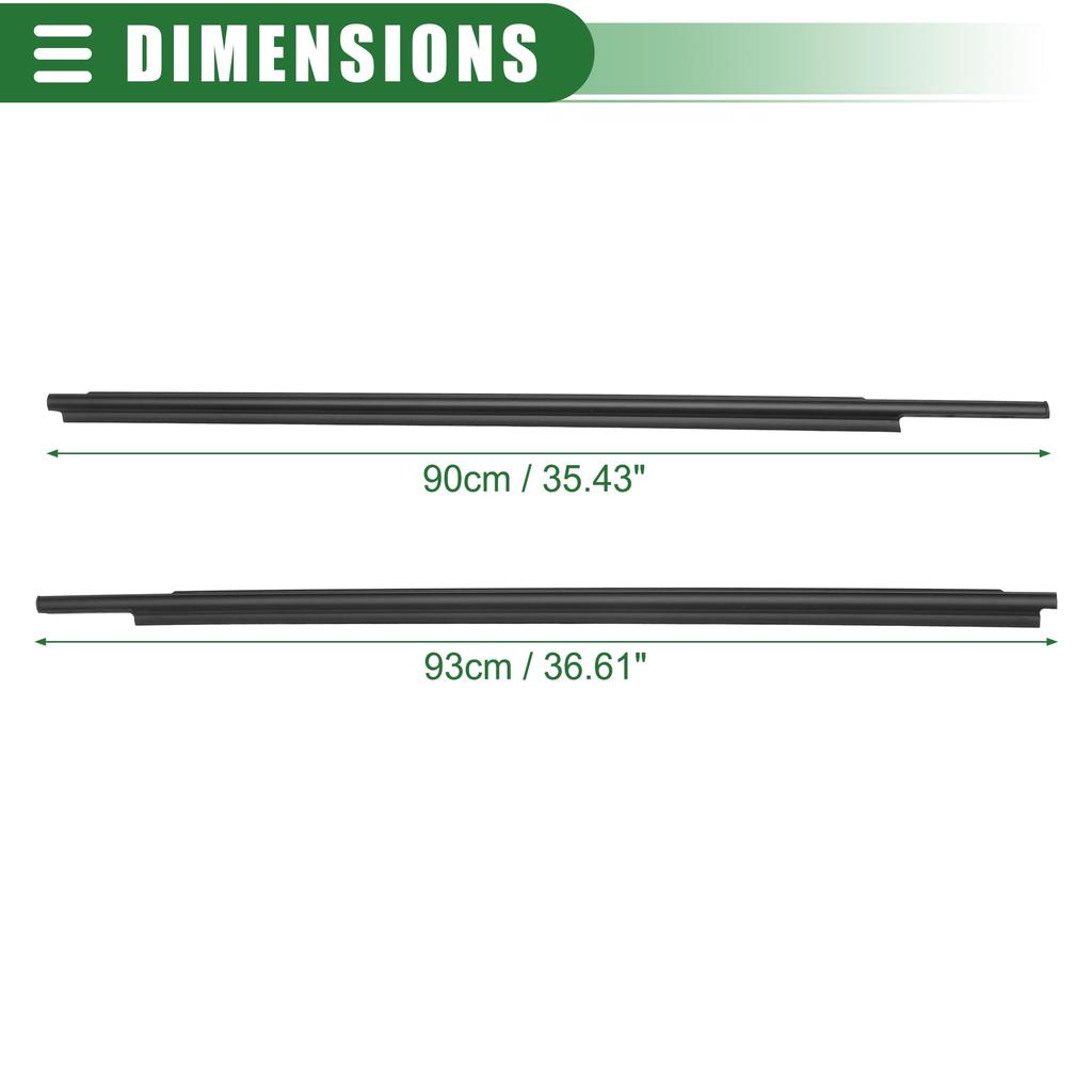 Motoforti Window Weatherstrip Trim Seal Belt for Toyota Sequoia Part Numbers Black 2008-2020, Rubber, 681630C031/681640C031,