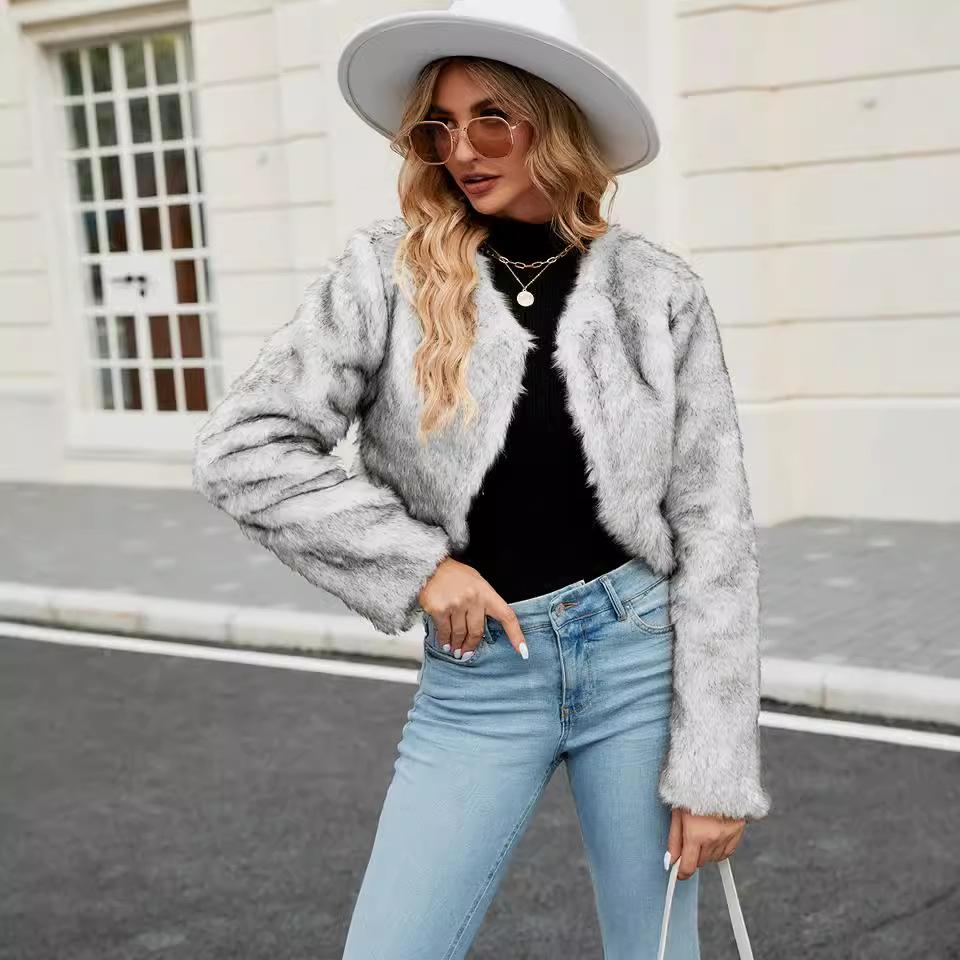 European and American fashion casual women's imitation fur top women's fur short coat