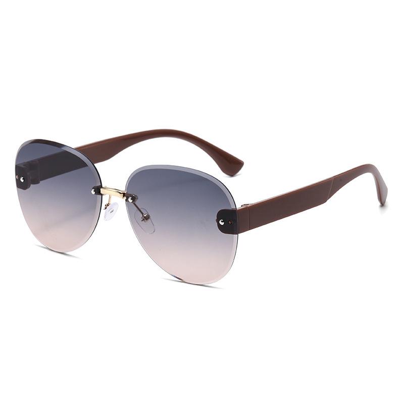 Sunglasses Frameless Ladies, Sunglasses Uv Protection Large Frame Toad Glasses Fashion Ins Street Shooting
