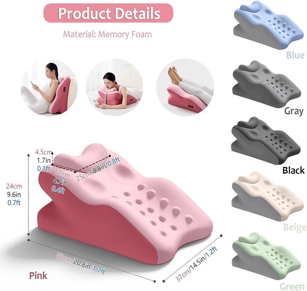Cuscino Ergonomico per Supporto Cervicale, Cuscino da Letto con Federa Traspirante Rimovibile, Multifunzionale per Chi Dorme a Pancia in Giù e sulla Schiena, Allineamento Spinale