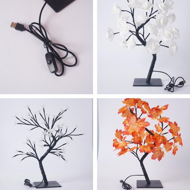 LED Table Lamp Light Rose Flower Tree USB Decoration Party Children's Room Gift Rose Lamp Home Decoration