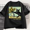 T-shirt con Stampa Artistica Gatto di Van Gogh Divertente Grafica T-shirt alla Moda Estiva Larga a Maniche Corte Donna Harajuku Top