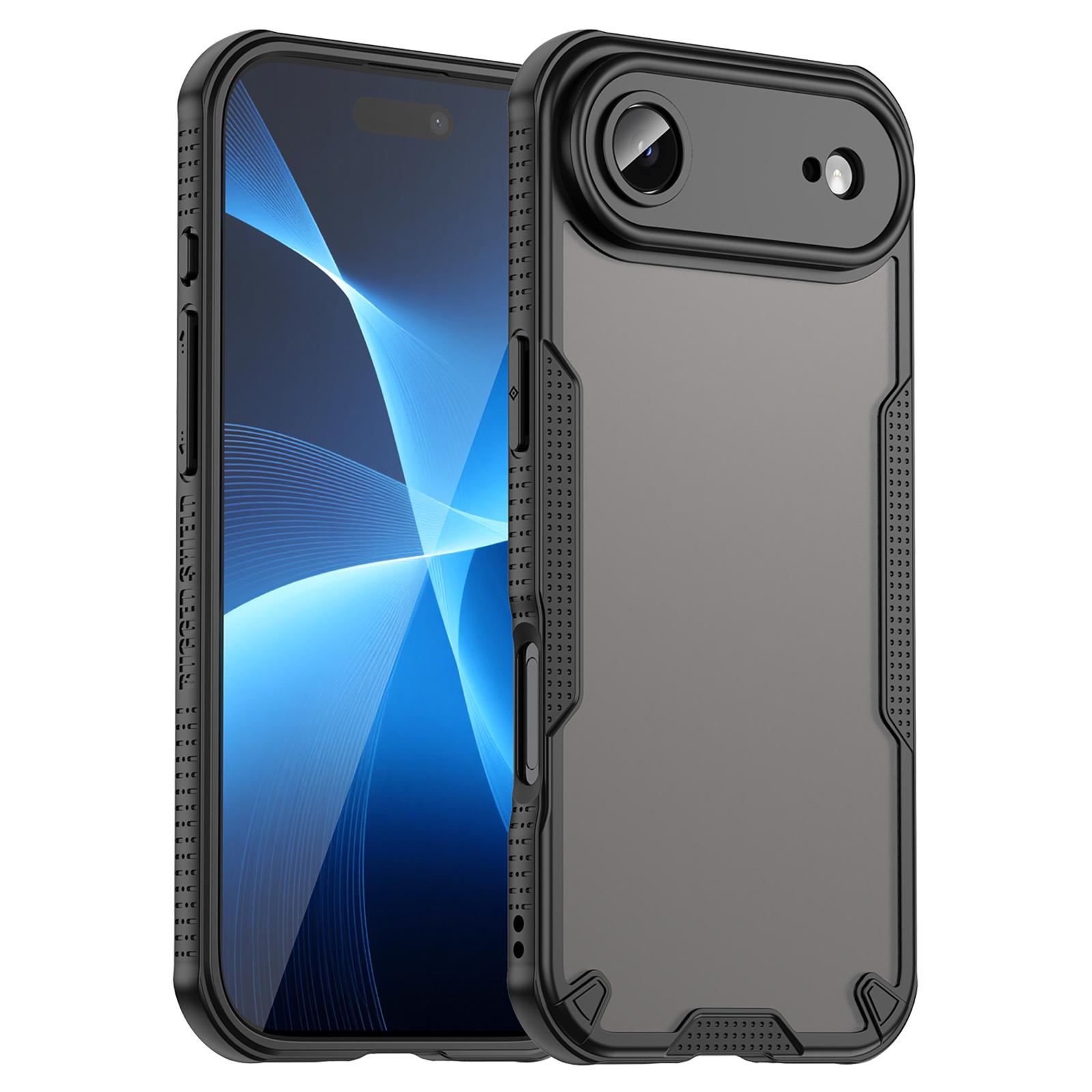 

For iPhone 17 Air Case PC+TPU Semi-Transparent Frosted Finish Protective Phone Cover Black