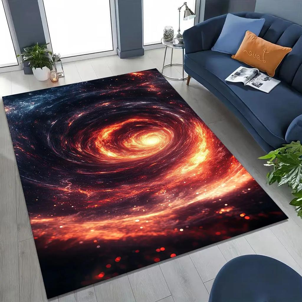 2D Universe Starry Sky Galaxy Carpet Galaxy Printed Carpet Suitable for Living Room Bedroom and Children's Room As Non-slip Mat