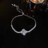 Pulsera coreana ajustable de flor de rombo de circón - Joyería elegante y versátil para mujer