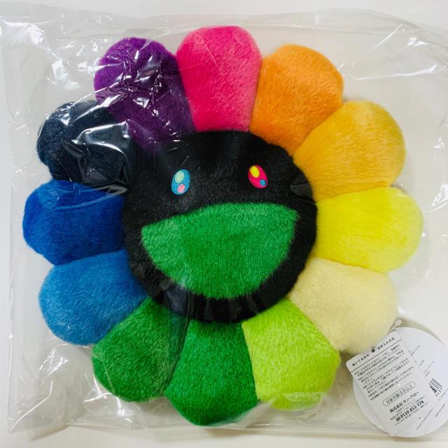 Takashi Murakami Flower Cushion Pillow plush 30cm. Rainbow black kaikai kiki