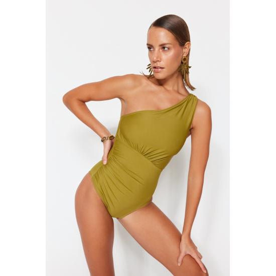 

Плиссированный купальник на одно плечо