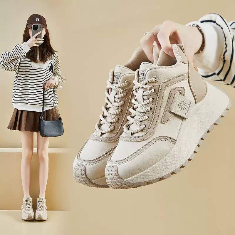 Autumn women's shoes high-top breathable sports shoes children versatile thick soles increase height casual dad shoes women