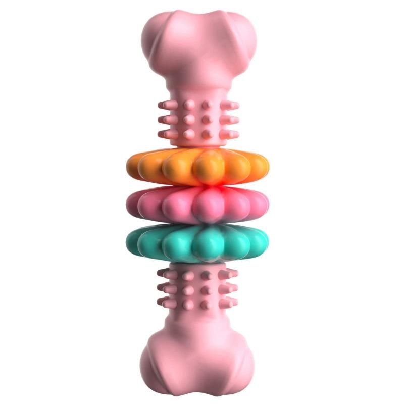 Durable Dog Toy Bone Shape Chew Toy for Teeth Grinding Pet Relief Boredom Multi-layered TPR Material for Enhanced Teeth Cleaning
