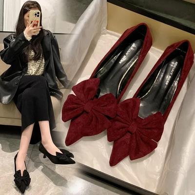 Spring Design Butterfly-knot Woman Pumps Pointed Toe Thin Heels Elegant Party Female Shoes
