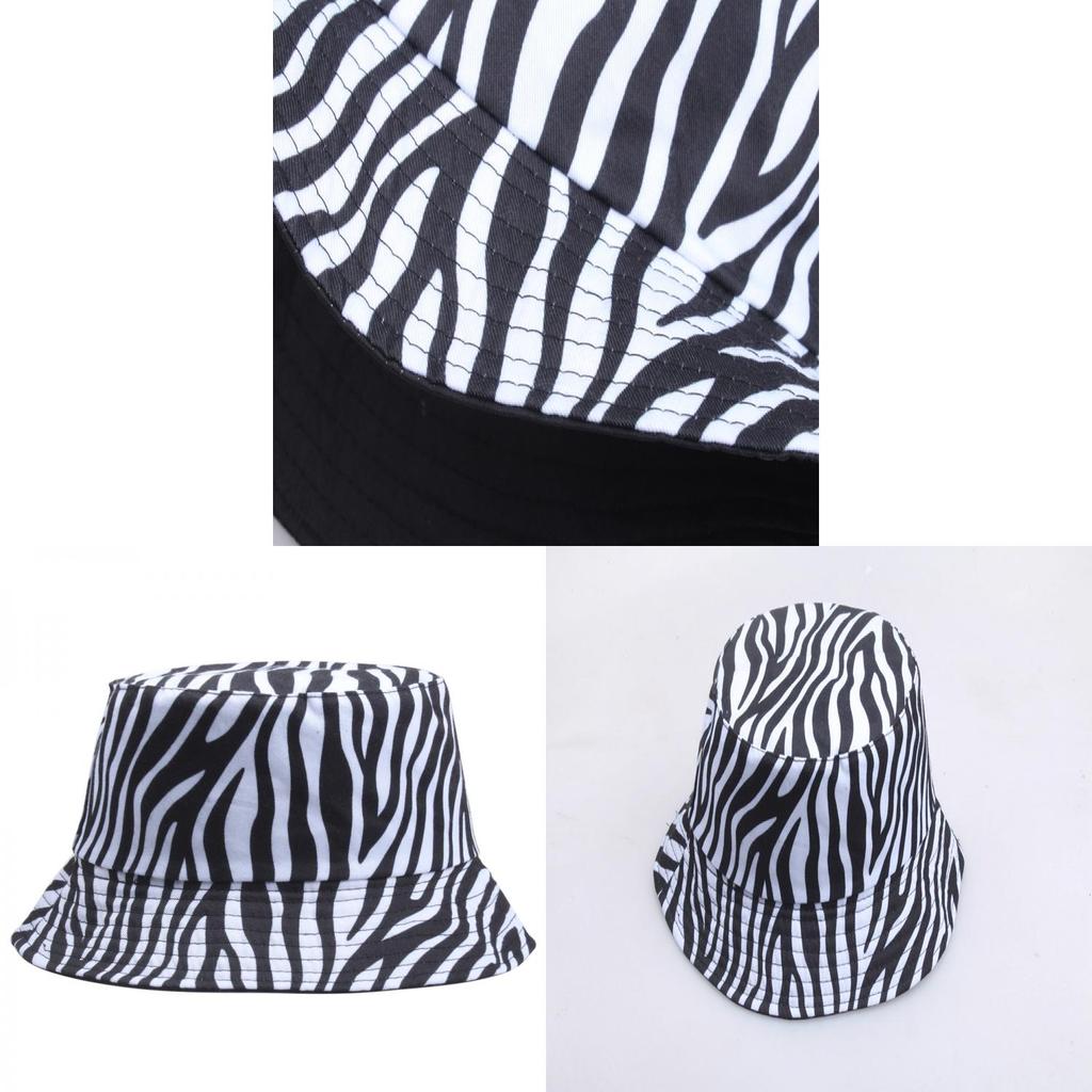 Fisherman Hat Women Black Zebra Print Sun Block Summer Bucket Hat For Outdoor Use