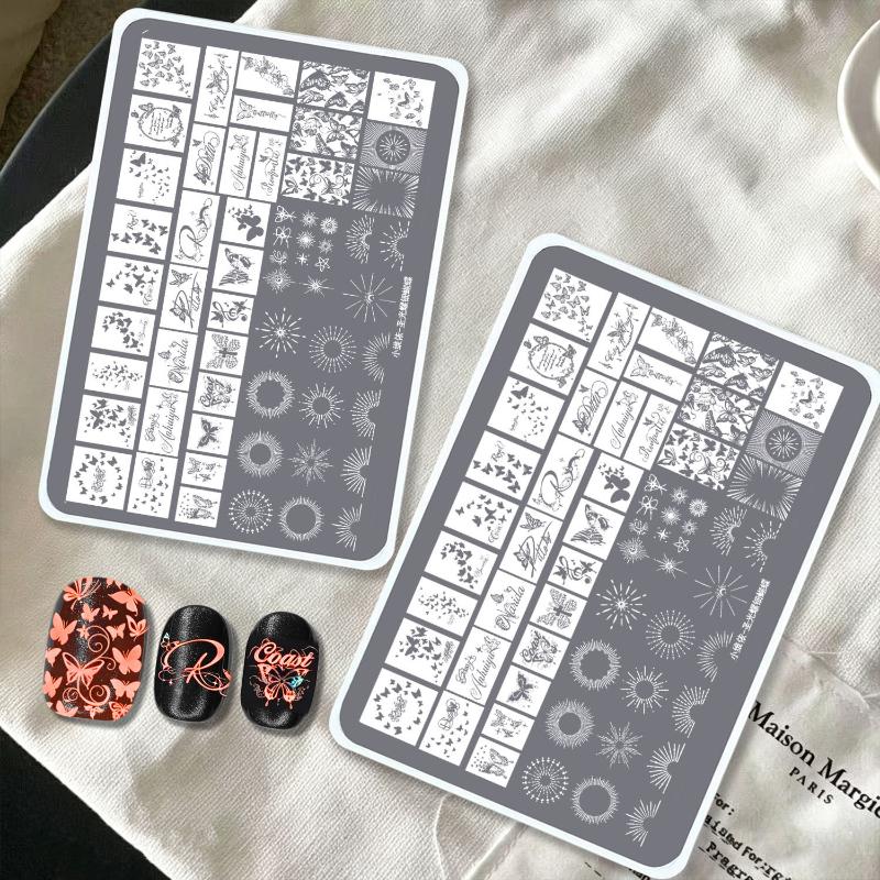 Nail Stamping Plates Nail Art Plate Stainless Steel Holy Light Pearl Butterfly Pattern Nail Design Stencil Tools