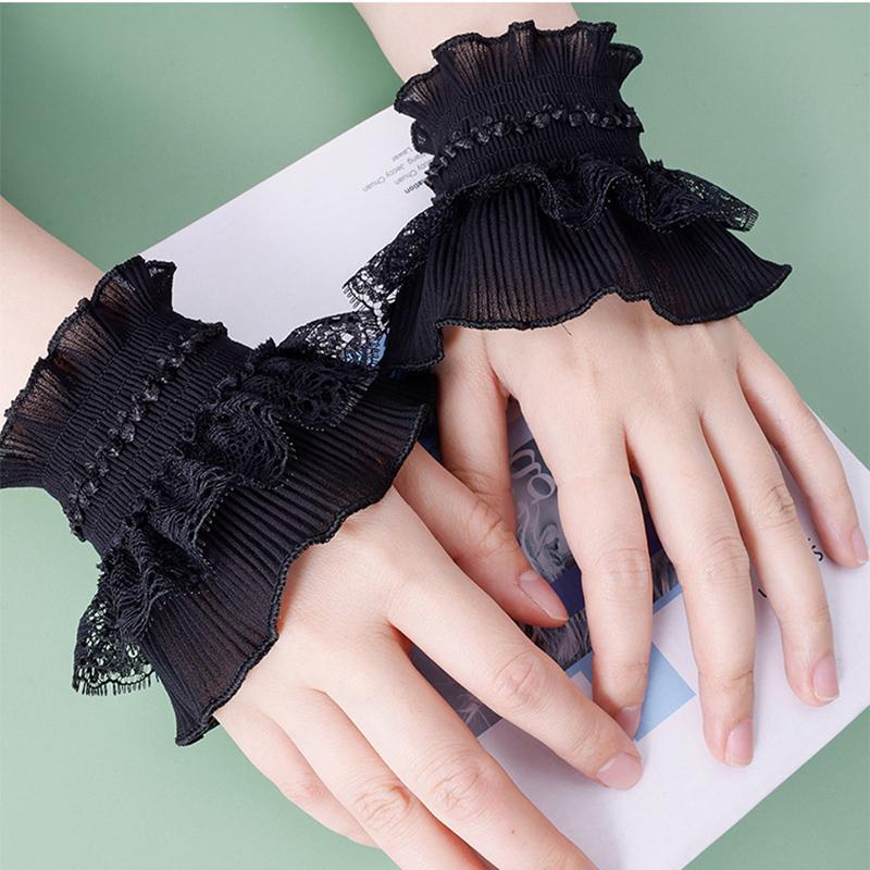 Lace Short Fake Hand Sleeves Girl Sweater Stylish Mesh Flared Decorative Wrist cuffs Elastic Bracelet For Cosplay Wedding Party