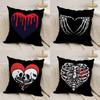 Cool Skull Heart Cushion Cover Silky Short Plush DoubleSided Printed Pillow Case for Sofa All Seasons Home Decor Gift