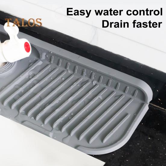 Silicone Faucet Mat Wrap Around Design Faucet Sink Splash Guard Dry Drying Pad for Kitchen Bathroom Counter Foldable Draining Tray Multipurpose Sink
