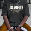 Cotton Summer Men's 100% Cotton Comfortable Casual Loose Plus Size LOS ANGELES Printed Sports Round Neck Short Sleeved T-shirt Top