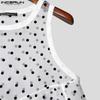 INCERUN Men Sleeveless See Through Mesh Sheer Ruffled Polka Dot Tank Tops