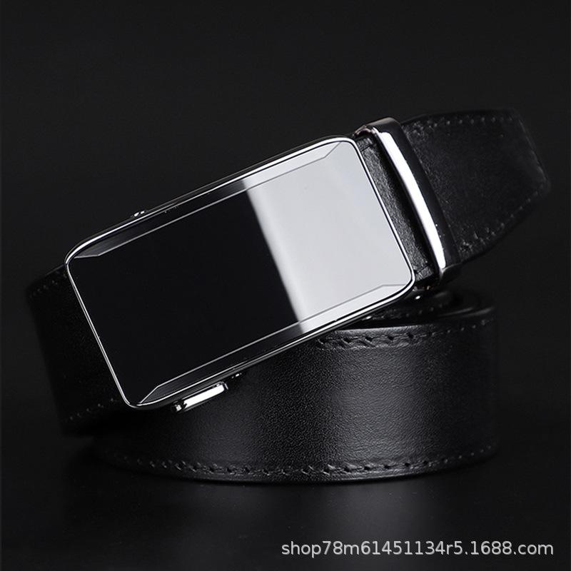 Direct Sales Men'S Leather Belt Simple And Versatile Automatic Buckle Pure Cowhide Business Leisure High-End Belt