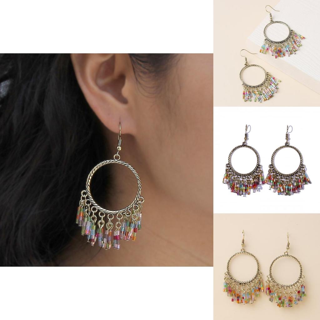 Elegant Ethnic Style Alloy Drop Earrings With Fringes And Crystals For Wedding And Gift Events