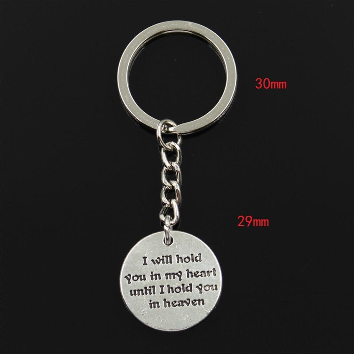 

Модный брелок 29x29 мм «Я буду держать тебя в своем сердце, пока не буду держать тебя на небесах», серебряные подвески цвета «сделай сам», мужские ключи от машины, подарок серебряный