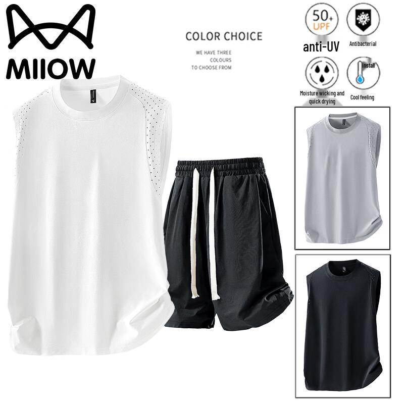 MiiOW Men s Summer Casual Vest & Shorts Set L