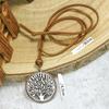 GemChic Women's New Vintage Cotton Linen Rope Alloy Tree Pendant Long Necklace Ethnic Chain Fashion Birthday Christmas Jewelry Gift