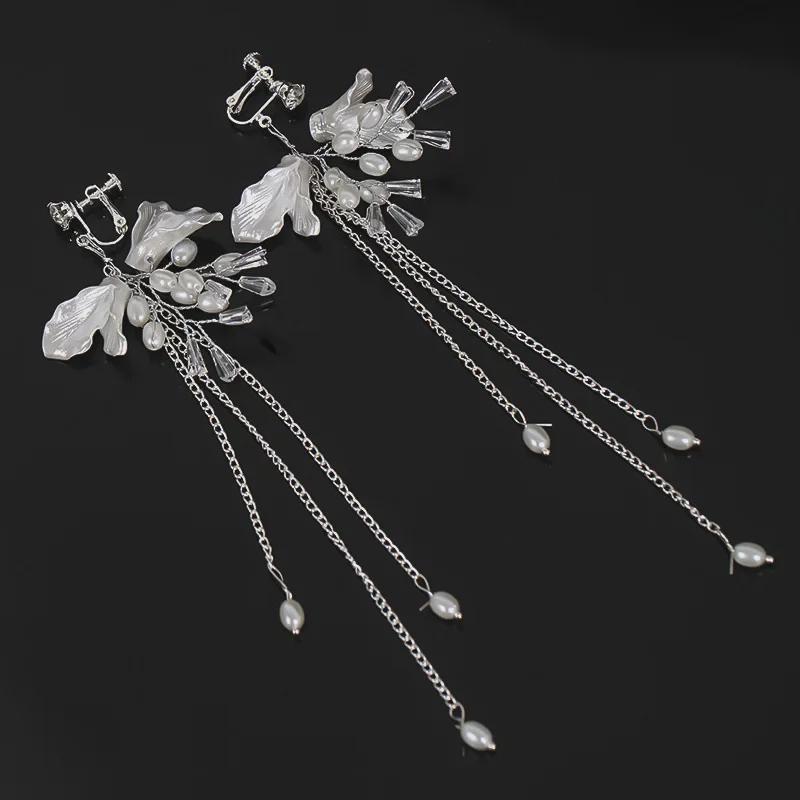 Tuanming Jewelry Diamond Pearl Headband & Earring Set for Brides