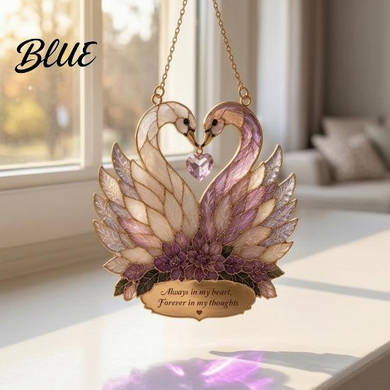 Acrylic Light Catcher Stained Glass Style Swan Pendant Decorative Suncatcher for Window Car Pendant And Christmas Tree Ornament Colorful Reflector,