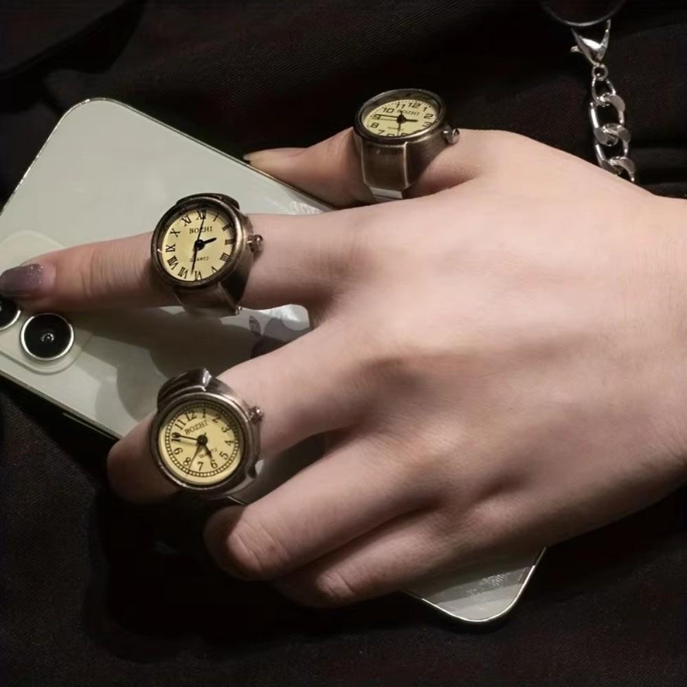 Legierungsringuhr Punk-Stil Quarzuhr Vielseitige Mini-Uhr für Männer und Frauen