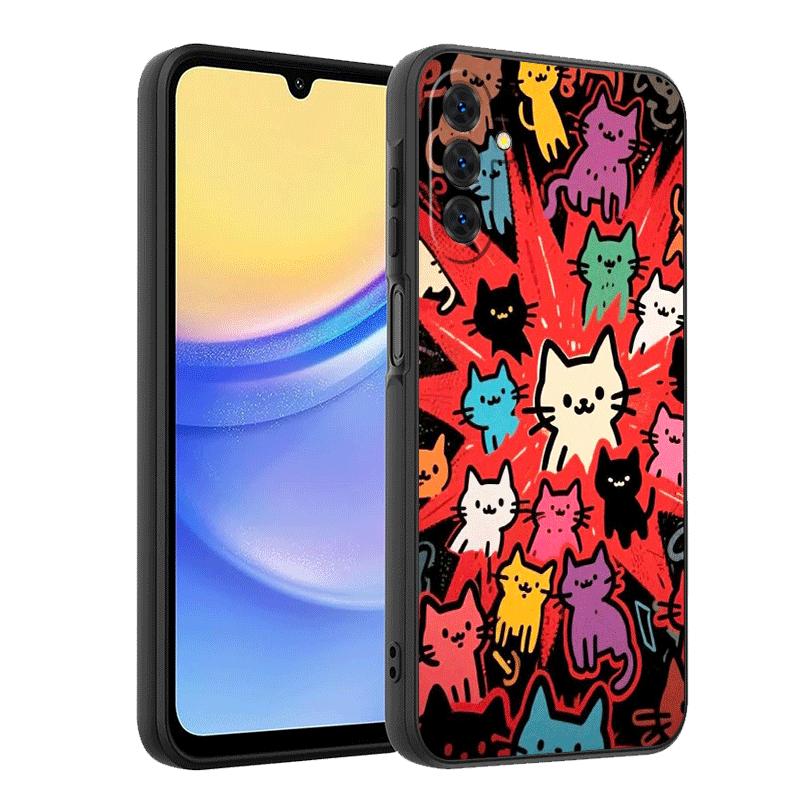 Cartoon Cute Cats Theme Soft Phone Case for Samsung A17 A37 A57 A16 A26 A36 A56 A15 A25 A35 A55 A14 A24 A34 A54 A13 A23 A33 A53