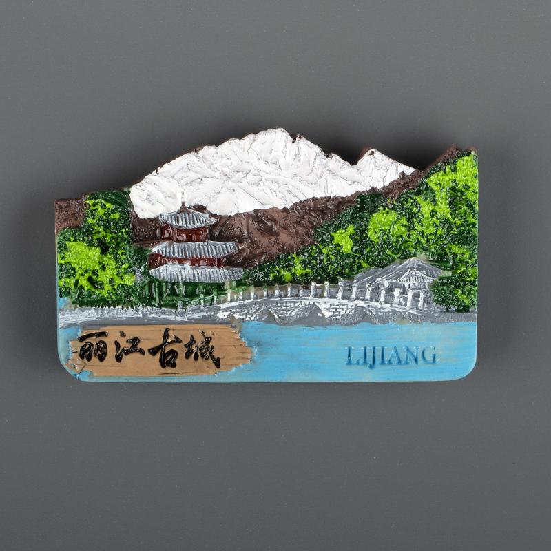 

Лицзян Юньнань Китай Туризм Дали Шангри Ла 3D Магнитная Наклейка На Холодильник Смоляная Ручная Нарисованная Магнитная Наклейка