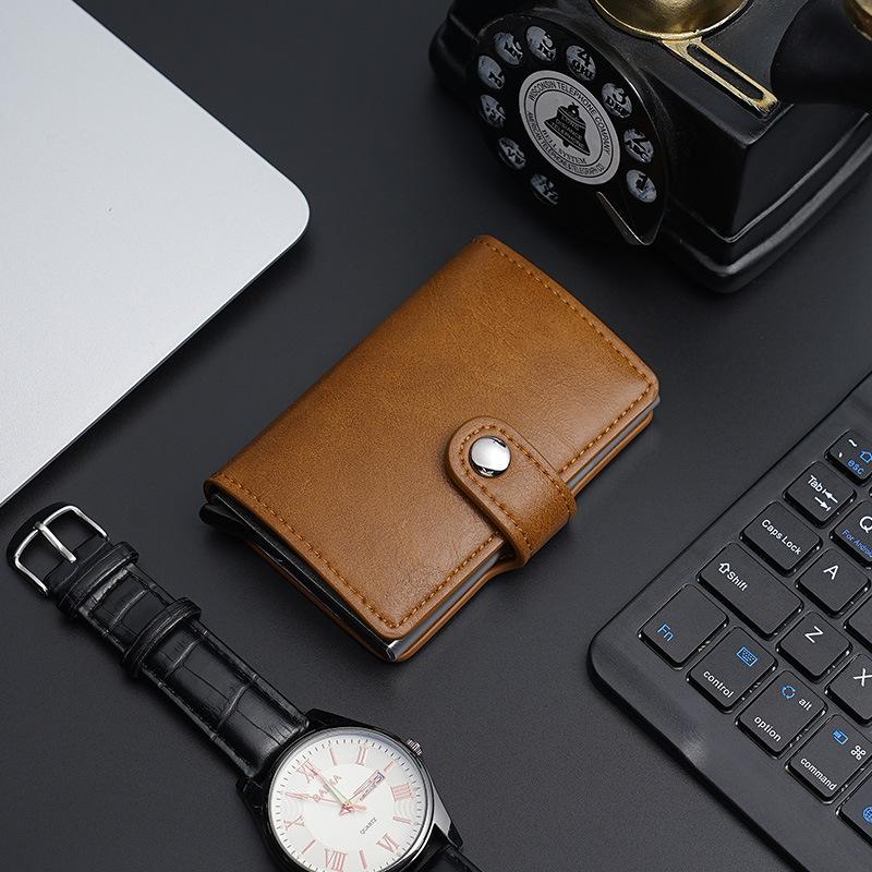 Supply Dollar Clip Card Holder, New PU Wallet Aluminum Alloy Automatic Elastic Card Bag
