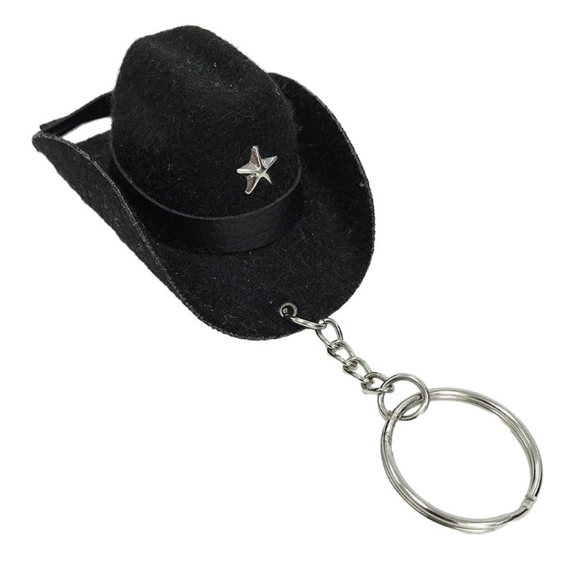 Velvety Leather Cowboy Hat Keychain Handcrafted Key Accessory for Women