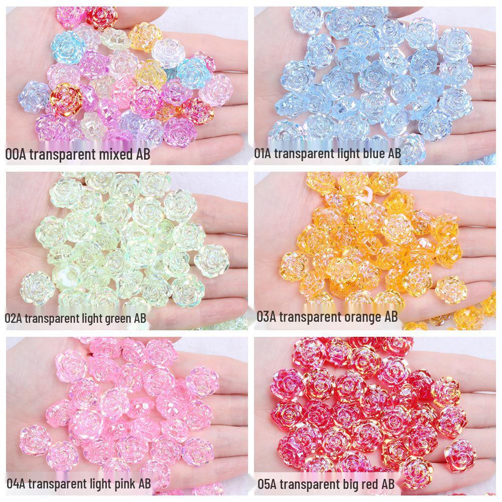 Solid Color Resin Rose Pearl Stickers for DIY Phone & Jewelry Accessories