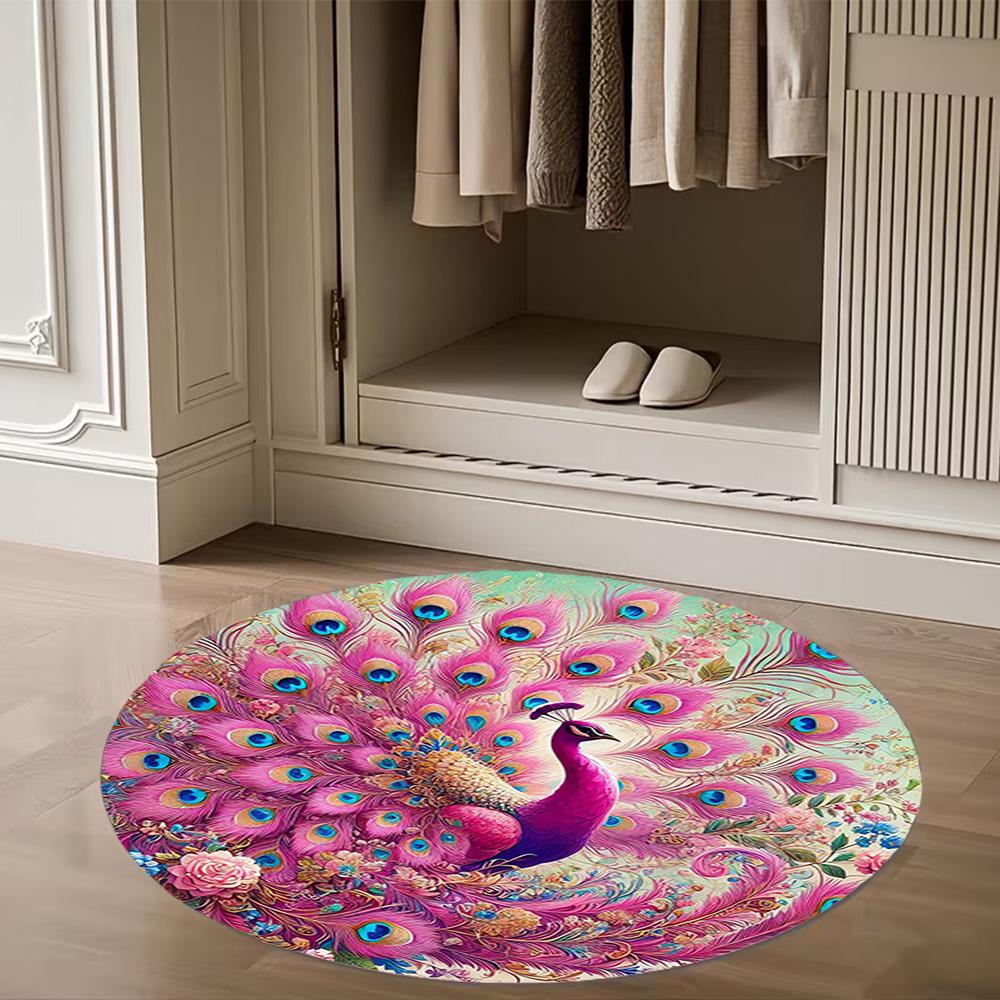 1pc Home Carpet Peacock Design Non-slip Rug for Office Decor and Living Room Gift Ideas