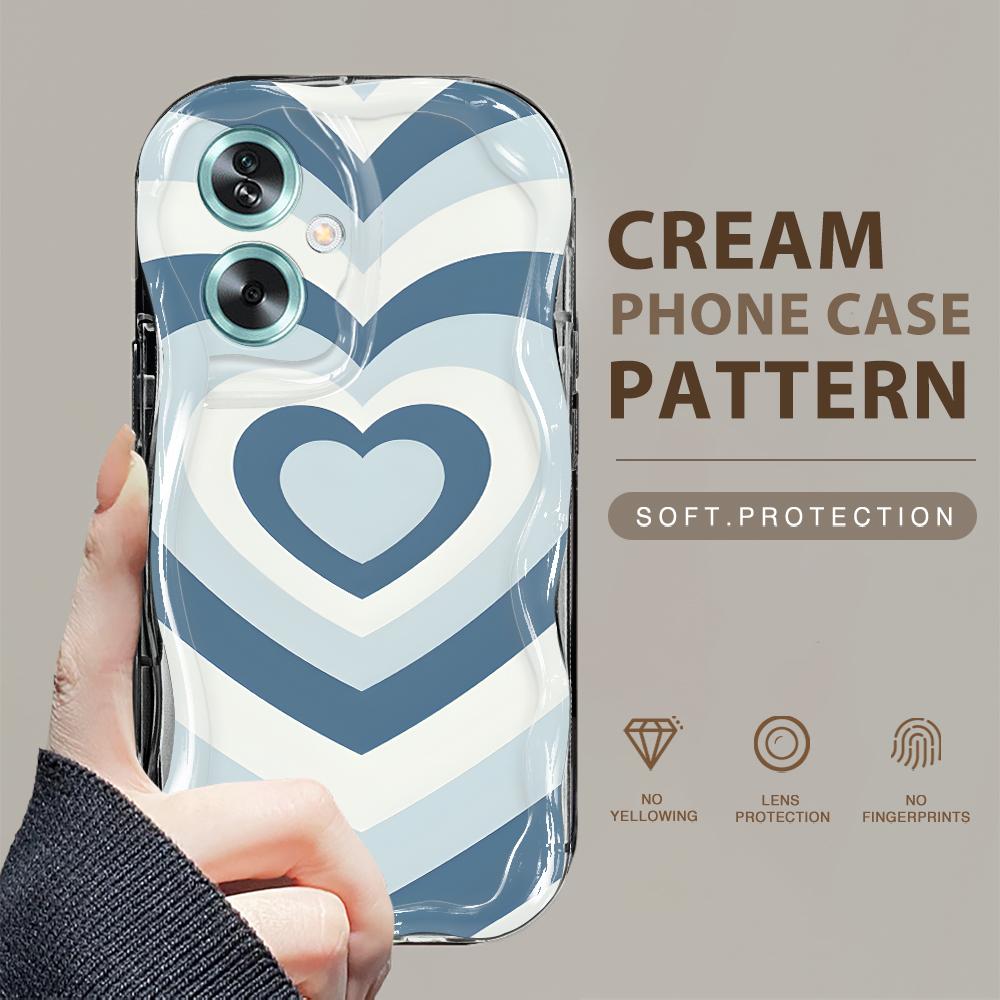 Cute Cartoon Pattern Cream Texture Casing Wavy Edge Soft Silicone Cover Phone Case for OPPO Reno Realme