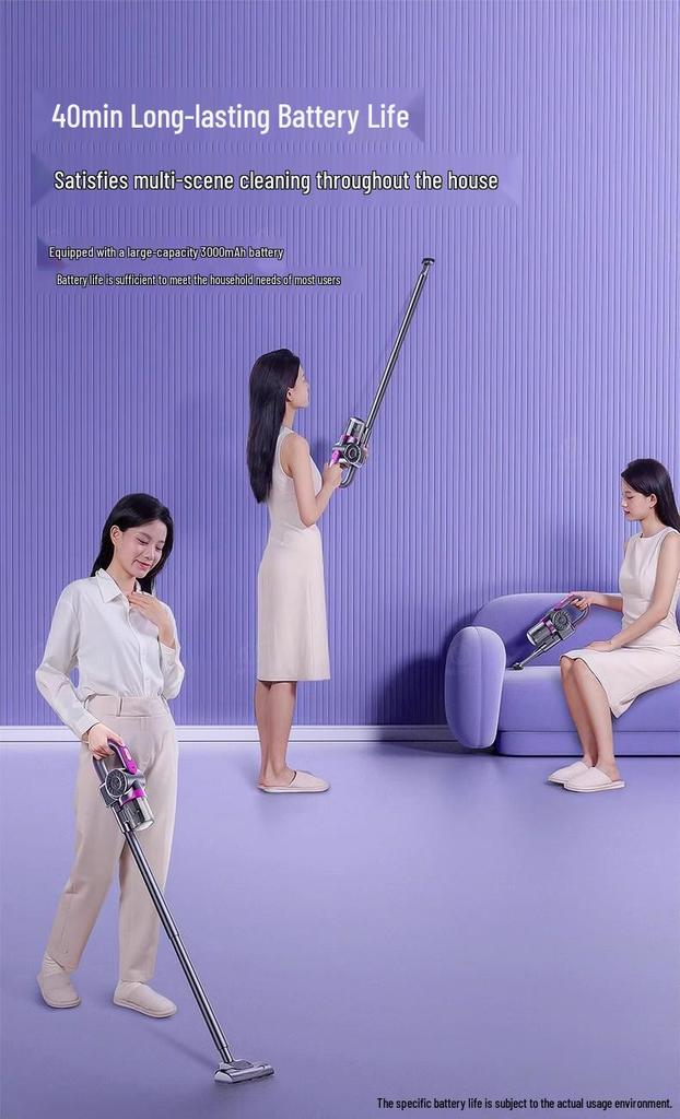 Ultra-Quiet Handheld Vacuum Cleaner with Large Suction, Mite Removal, Carpet Wash & Mop