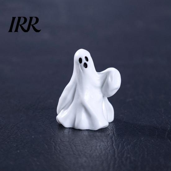 Tabletop Halloween Decoration 3Pcs Mini Resin Figurines, Miniature Pumpkin Ghost Grim Reaper Outdoor Castle Statue for Spooky Fairy Garden,