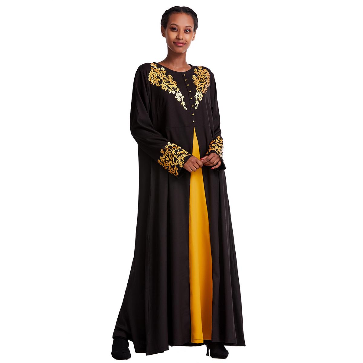 

Women s Color Block Button Round Neck Long Robe Dress, TH932 XXXL золотий