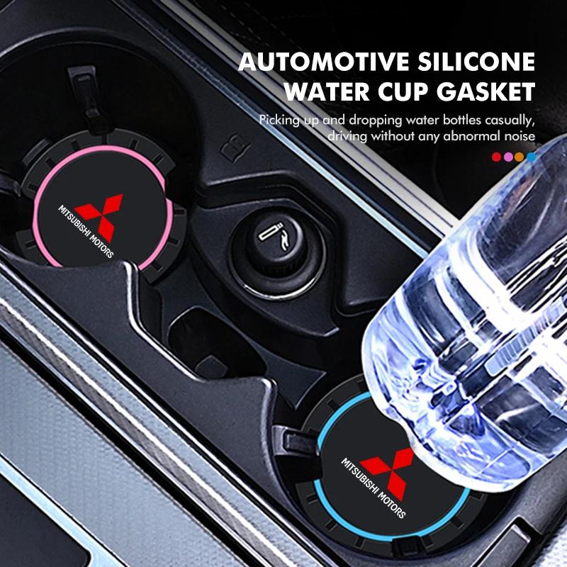 Cyrjzn1 2pcs Car Water Cup Coaster Non-Slip Mat Waterproof Drink Pad for Mitsubishi Outlander Lancer Pajero Interior Decoration