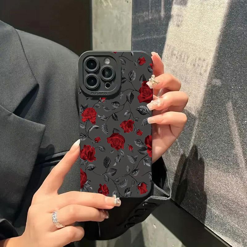 New Retro Fashion Rose Phone Case For iPhone16 15 14 13 12 11 Pro Max Mini XS XR X Plus Shockproof Matte Soft Silicone Cover