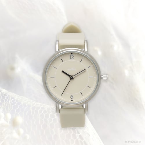 Fieldwork Women's Analog Watch with Silicone Strap and Laminated Accents, Beige, YM113-1