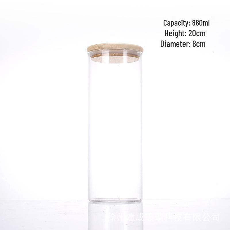 Borosilicate Glass Storage Jar with Bamboo Lid - Ideal for Grains, Seasonings, Candy, or Tea.