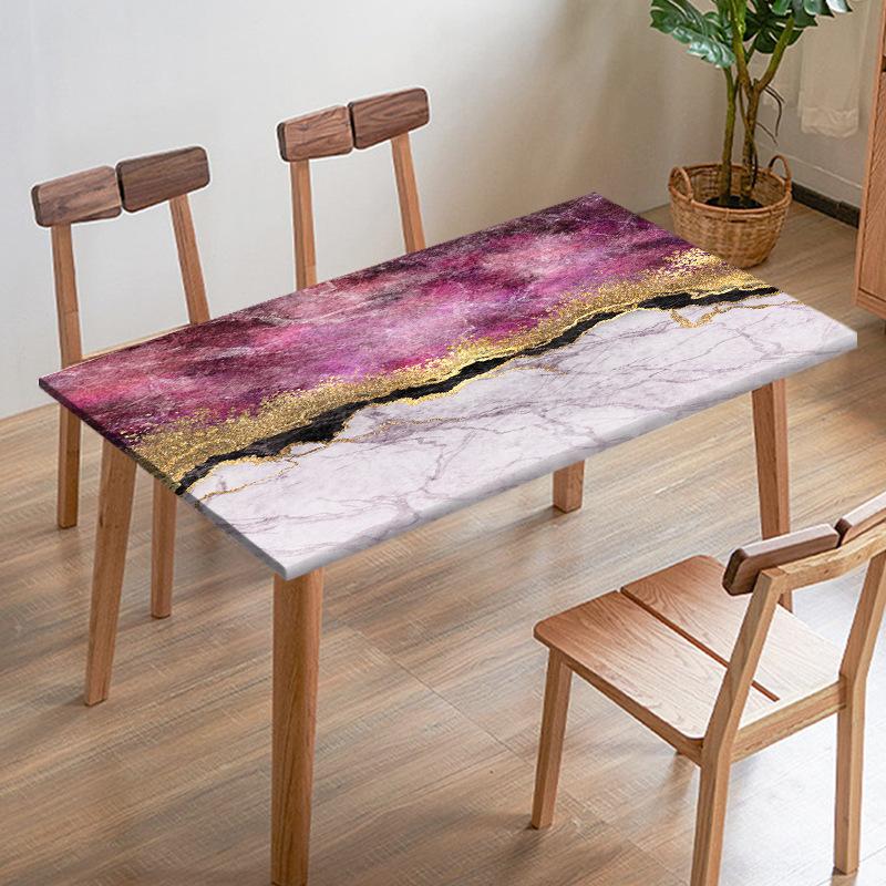 Black White Imitation Marble Texture Tablecloth Digital Printed Fabric Table Cover Restaurant Dining Table Edge
